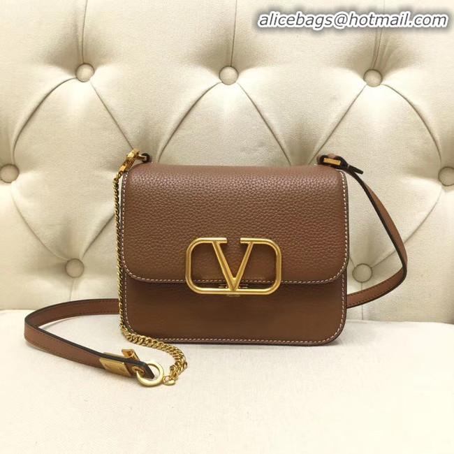 Buy Classic VALENTINO VLOCK Origianl leather shoulder bag 0905 brown