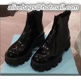 Grade Design Prada Patent Leather Short Boots P01256 Black 2020