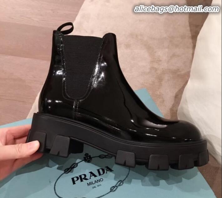 Grade Design Prada Patent Leather Short Boots P01256 Black 2020