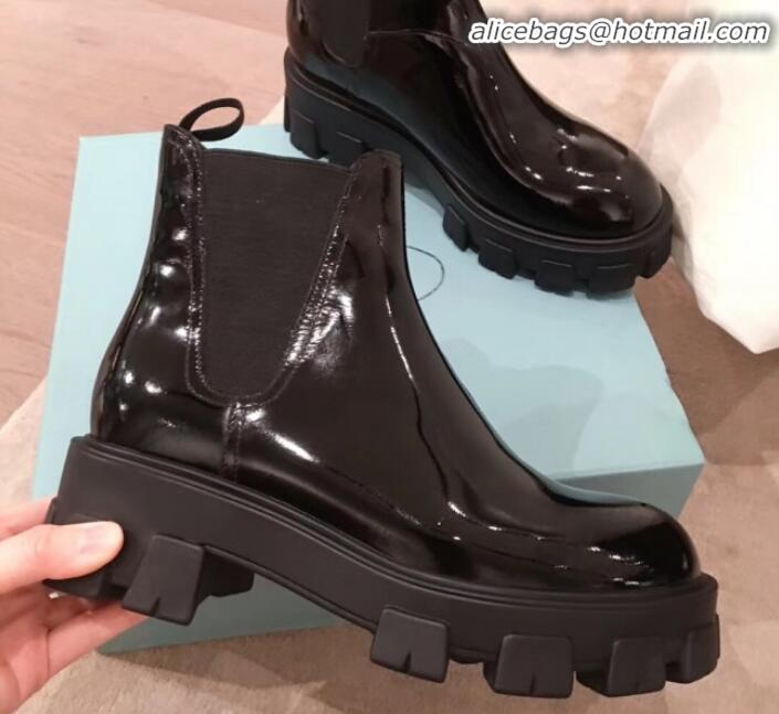 Grade Design Prada Patent Leather Short Boots P01256 Black 2020