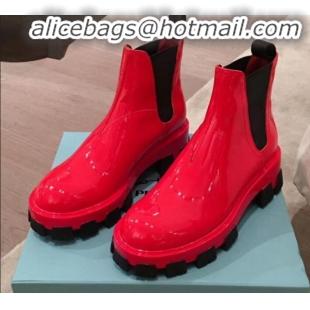 Grade Design Prada Patent Leather Short Boots P01256 Red 2020