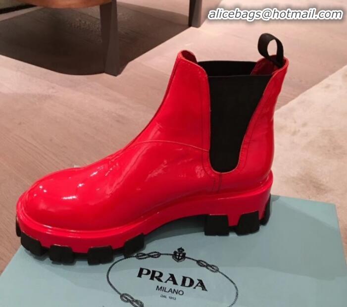 Grade Design Prada Patent Leather Short Boots P01256 Red 2020