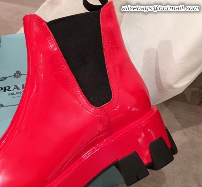 Grade Design Prada Patent Leather Short Boots P01256 Red 2020