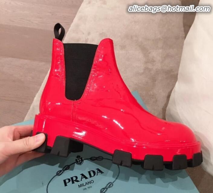 Grade Design Prada Patent Leather Short Boots P01256 Red 2020