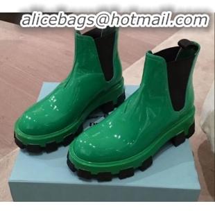 Best Price Prada Patent Leather Short Boots P01256 Green 2020