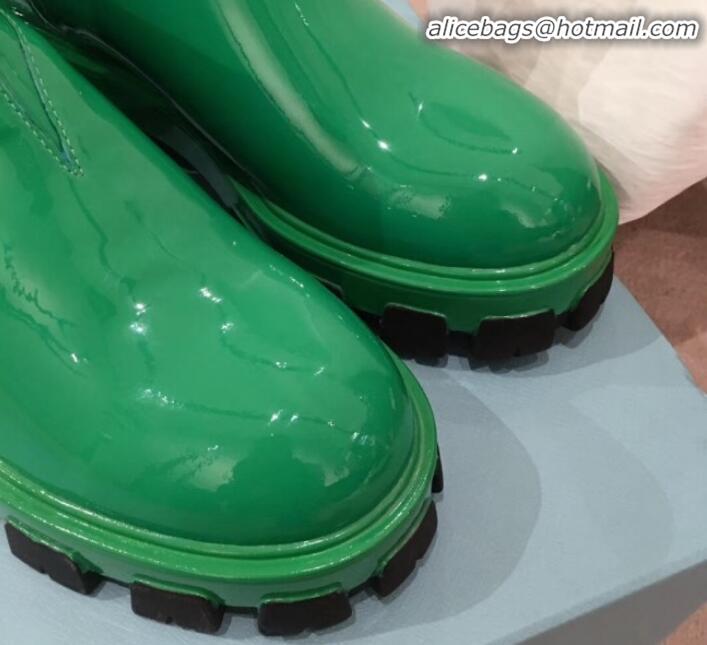 Best Price Prada Patent Leather Short Boots P01256 Green 2020