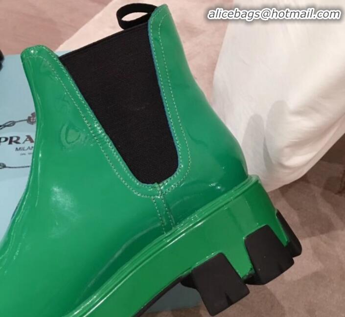 Best Price Prada Patent Leather Short Boots P01256 Green 2020