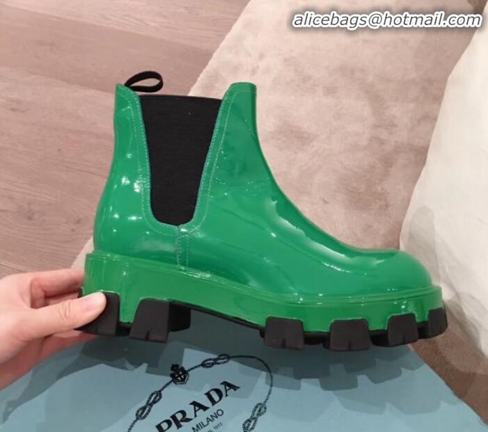 Best Price Prada Patent Leather Short Boots P01256 Green 2020