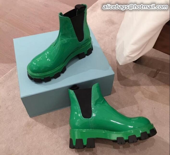 Best Price Prada Patent Leather Short Boots P01256 Green 2020