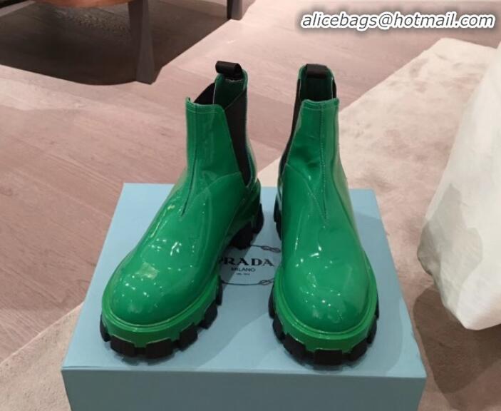 Best Price Prada Patent Leather Short Boots P01256 Green 2020