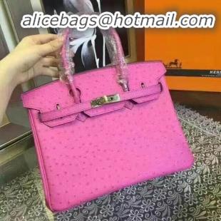 Top Sell Hermes Birkin 30cm Ostrich Veins Leather Bag 6088 Rose Red