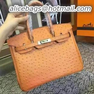 Top Quality Hermes Birkin 30cm Ostrich Veins Leather Bag 6088 Orange Gold