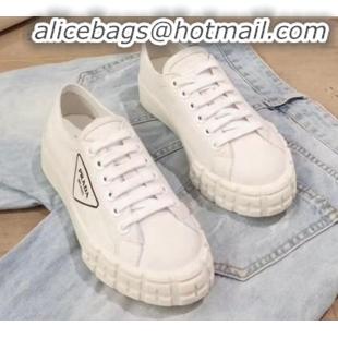 Top Quality Prada Canvas Logo Side Low-top Sneakers P13024 White 2020