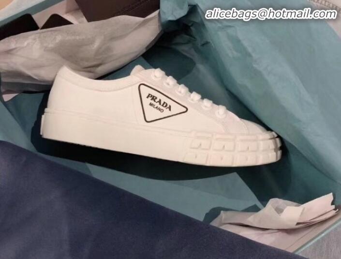 Top Quality Prada Canvas Logo Side Low-top Sneakers P13024 White 2020