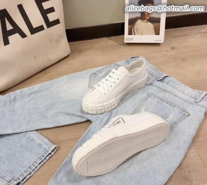 Top Quality Prada Canvas Logo Side Low-top Sneakers P13024 White 2020