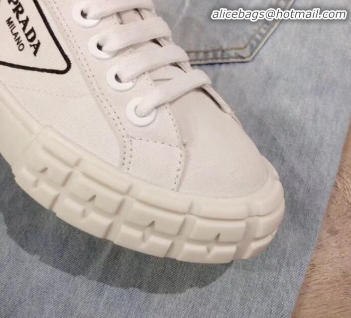 Top Quality Prada Canvas Logo Side Low-top Sneakers P13024 White 2020