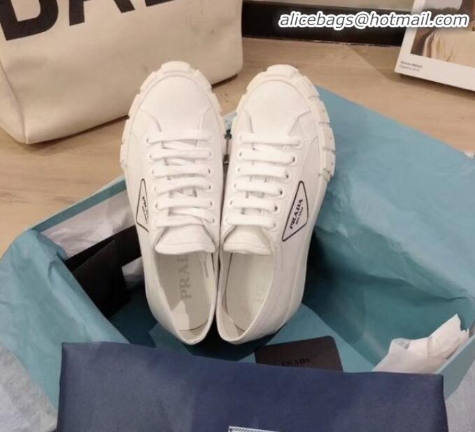 Top Quality Prada Canvas Logo Side Low-top Sneakers P13024 White 2020