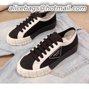 Best Product Prada Canvas Logo Side Low-top Sneakers P13024 Black 2020