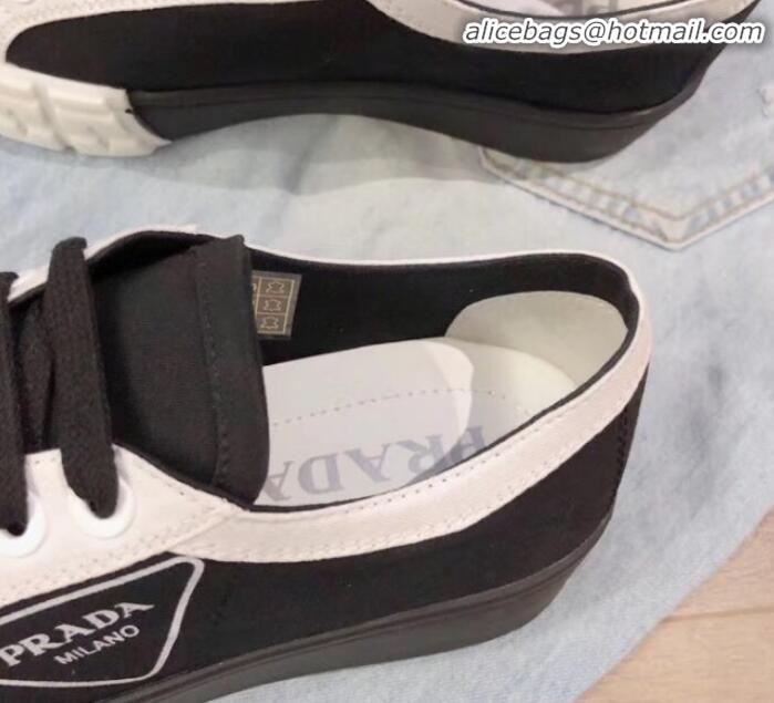 Best Product Prada Canvas Logo Side Low-top Sneakers P13024 Black 2020