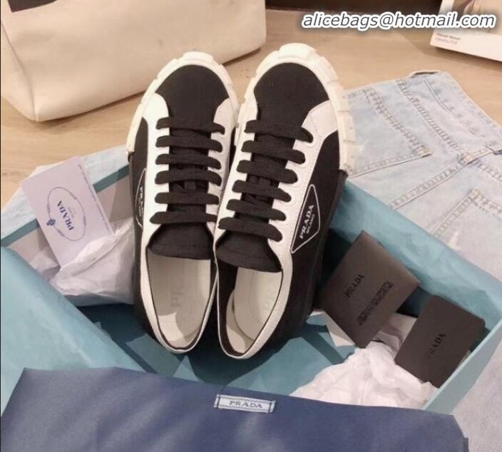 Best Product Prada Canvas Logo Side Low-top Sneakers P13024 Black 2020