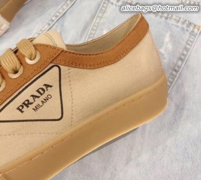 Custom Prada Canvas Logo Side Low-top Sneakers P13024 Khaki 2020