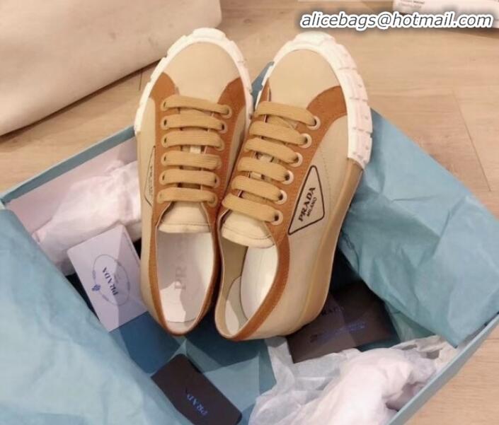 Custom Prada Canvas Logo Side Low-top Sneakers P13024 Khaki 2020