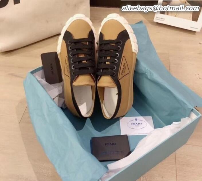 Unique Style Prada Canvas Logo Side Low-top Sneakers P13024 Light Brown 2020