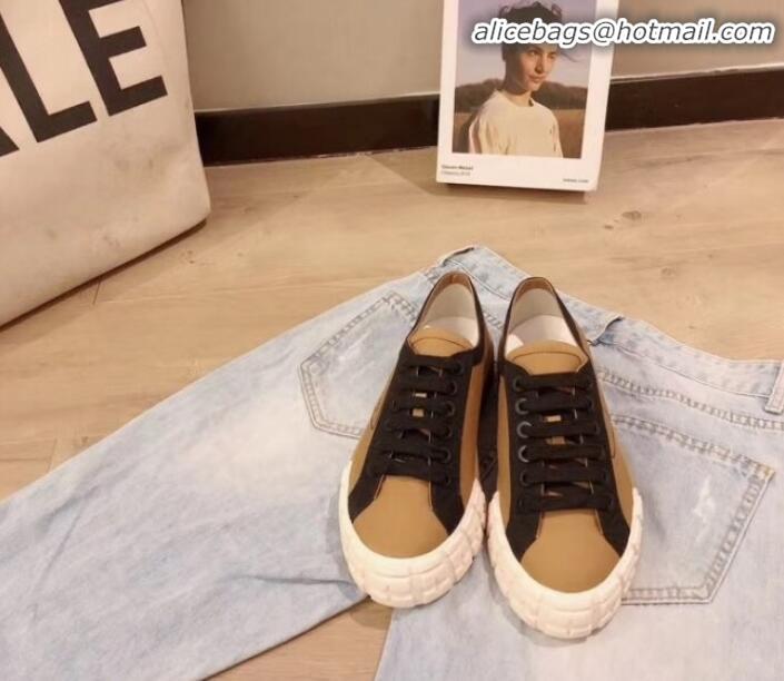 Unique Style Prada Canvas Logo Side Low-top Sneakers P13024 Light Brown 2020