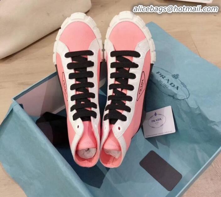 Discount Prada Canvas Logo Side High-top Sneakers P13031 Pink 2020