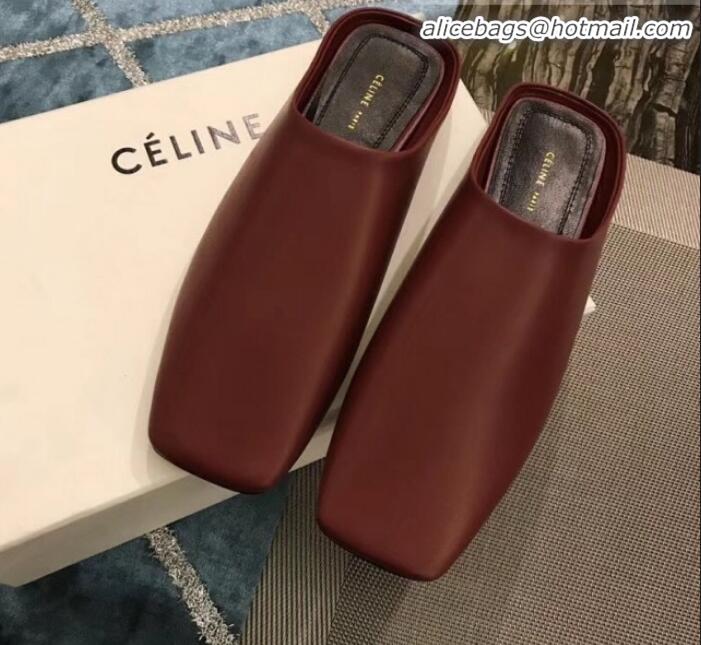 Good Product Celine Soft Moccasin Babouche in Nappa Lambskin C10901 Burgundy