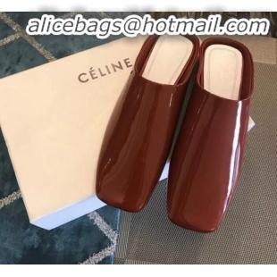 Good Product Celine Soft Moccasin Babouche in Patent Leather C10902 Burgundy