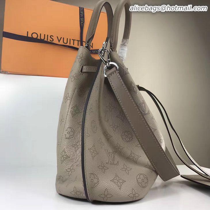 Spot Grade Louis Vuitton Mahina Leather Girolata Drawstring Bucket Bag M54403 Galet