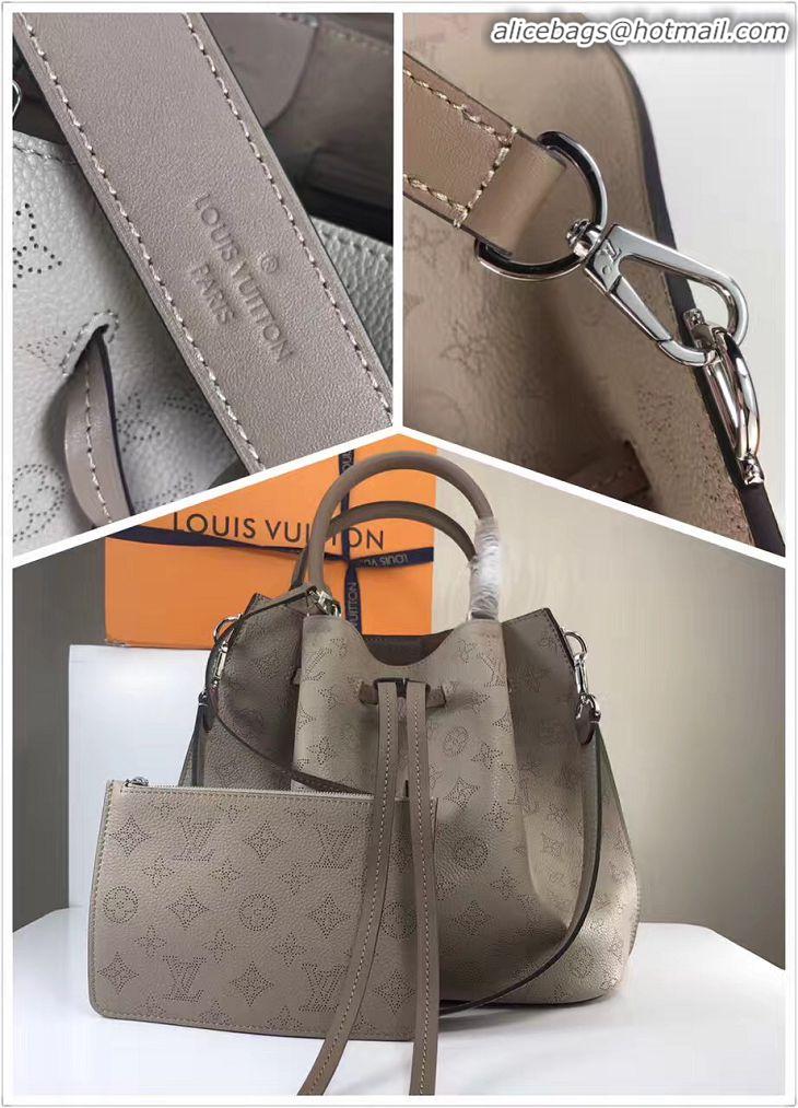 Spot Grade Louis Vuitton Mahina Leather Girolata Drawstring Bucket Bag M54403 Galet