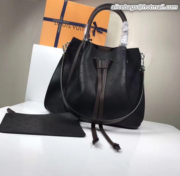 Buy Cheap Louis Vuitton Mahina Leather Girolata Drawstring Bucket Bag M54402 Black