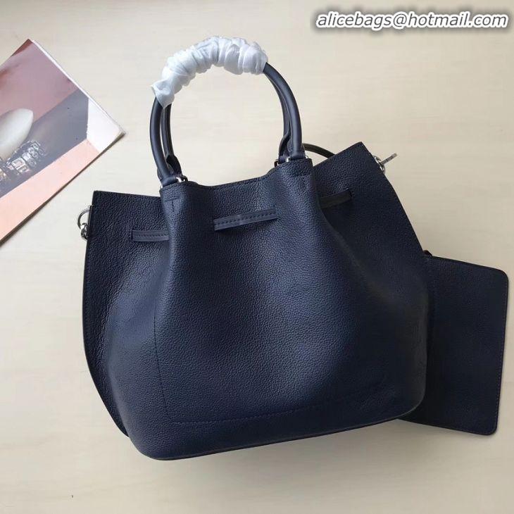 AAAAA Discount Louis Vuitton Mahina Leather Girolata Drawstring Bucket Bag M54839 Navy Blue