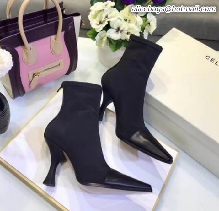 Super Quality Celine Madame Ankle Boot in Calfskin and Gros Grain Stretch C42414 Black