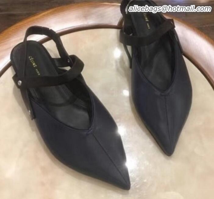 Low Cost Celine Lambskin Philo Slingback Flat C71036 Deep Blue