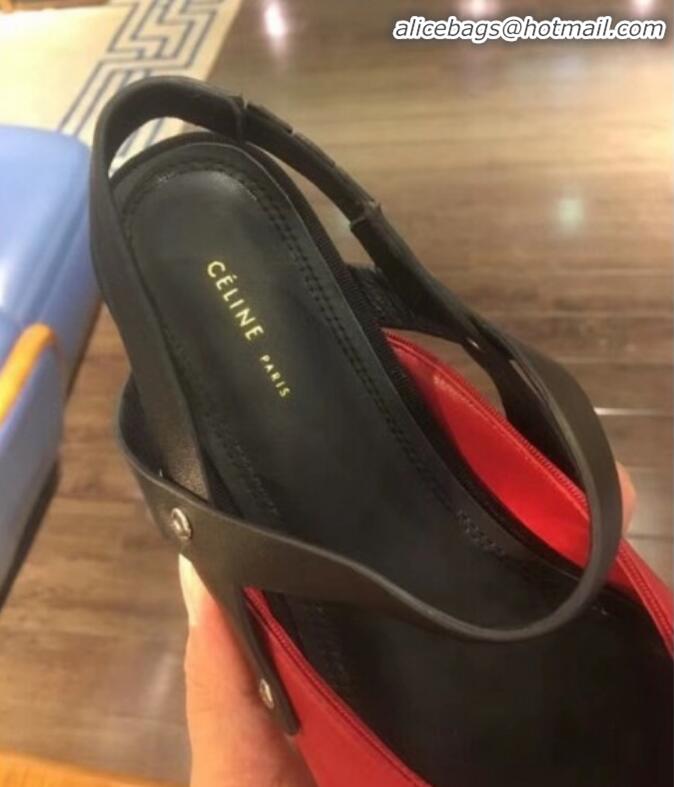 Best Price Celine Lambskin Philo Slingback Flat C71036 Red