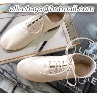 Low Price Celine Soft Dance Flat Lace-up in Lambskin C82201 White