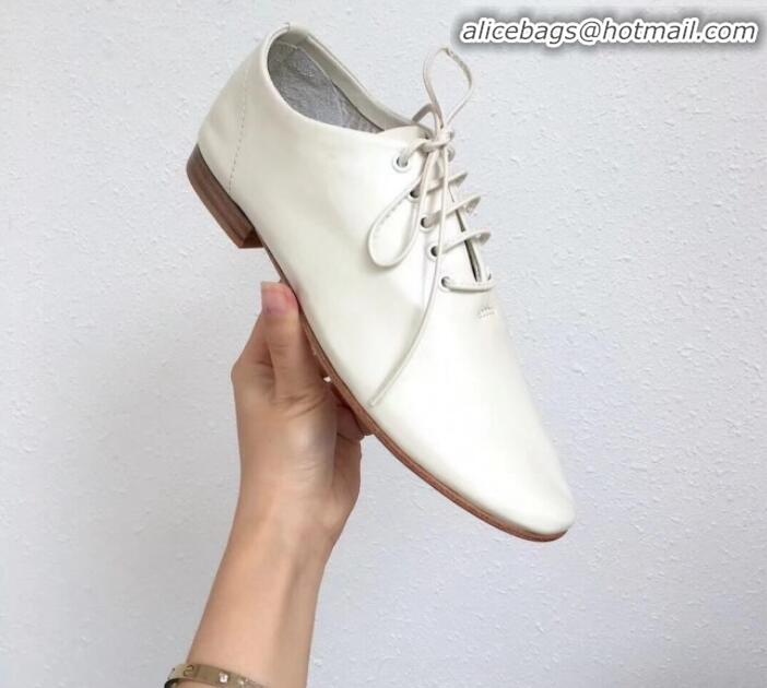 Low Price Celine Soft Dance Flat Lace-up in Lambskin C82201 White