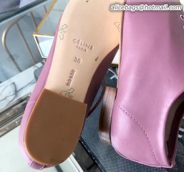 New Style Celine Soft Dance Flat Lace-up in Lambskin C82201 Pink