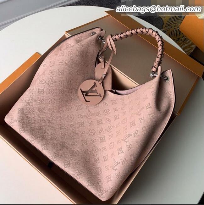 AAAAA Imitation Louis Vuitton Original Mahina Leather Carmel Hobo Shoulder Bag M52950 Magnolia Pink