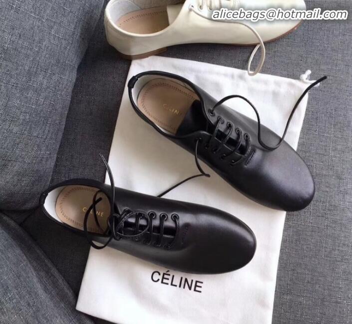 Pretty Style Celine Soft Dance Flat Lace-up in Lambskin C82201 Black