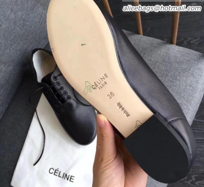 Pretty Style Celine Soft Dance Flat Lace-up in Lambskin C82201 Black