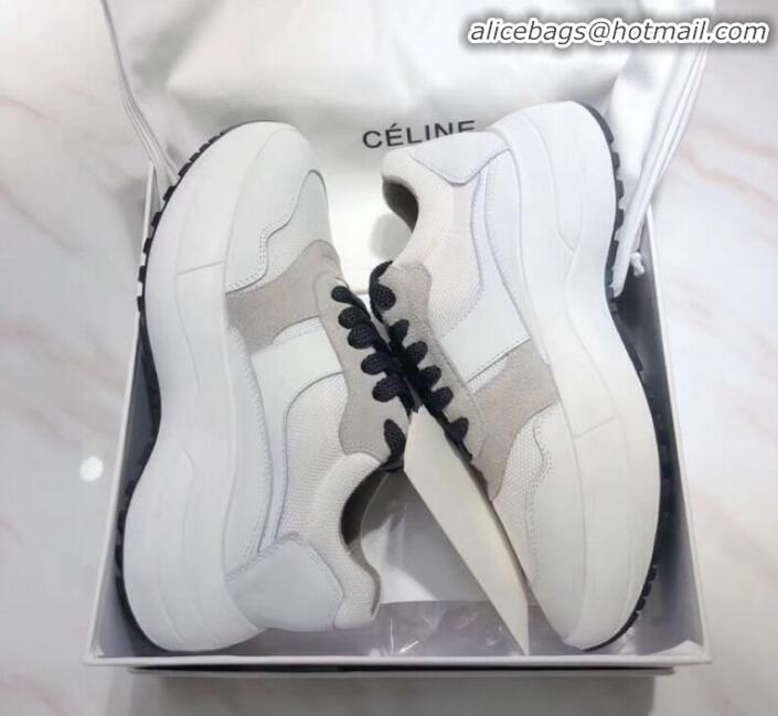 Good Quality Celine Delivery Running Sneaker in Calfskin,Suede and Technical Fabrics C82205 White