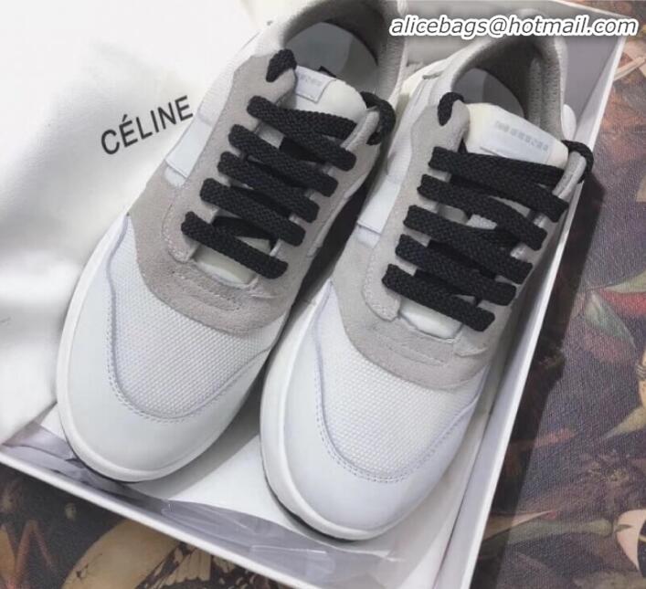 Good Quality Celine Delivery Running Sneaker in Calfskin,Suede and Technical Fabrics C82205 White