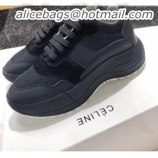 Best Quality Celine Delivery Running Sneaker in Calfskin,Suede and Technical Fabrics C82205 Black