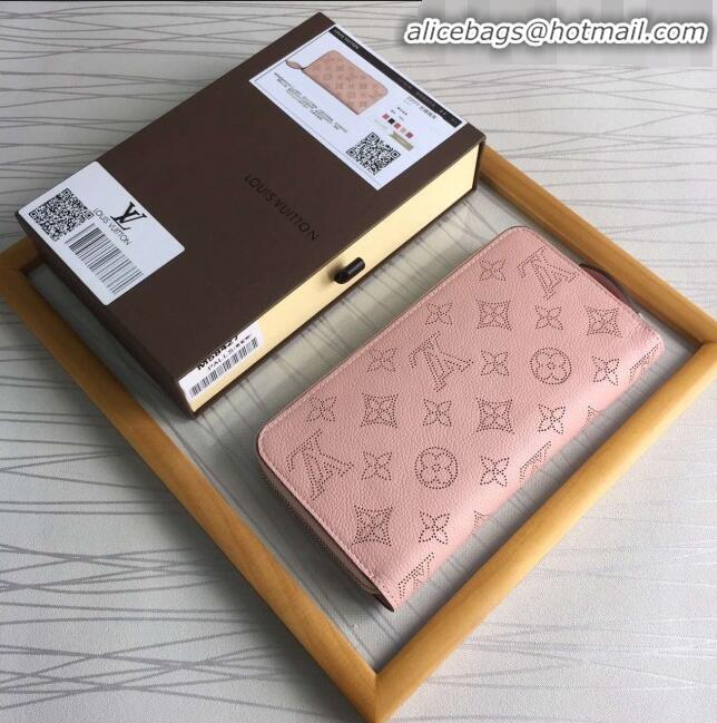 New Luxury Louis Vuitton Grained Mahina Leather Zippy Wallet M81232 Pink