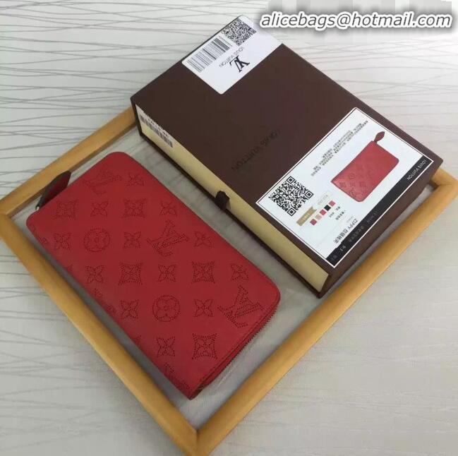 Inexpensive Louis Vuitton Grained Mahina Leather Zippy Wallet M81233 Red