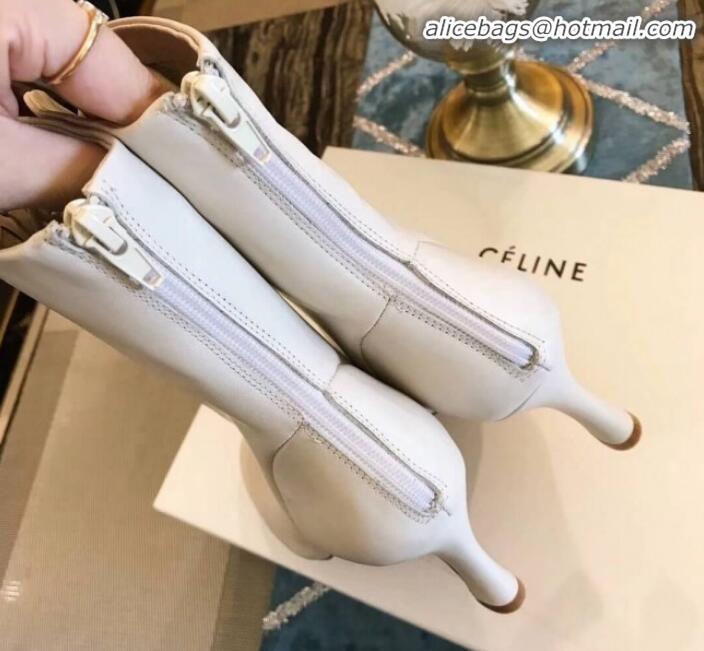 Unique Grade Celine Glove Bootie Laced Ankle Boot in Lambskin C82207 White